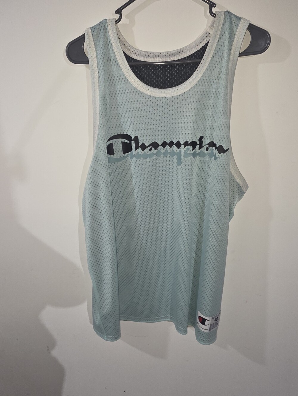 Champion Men's Light Blue Mesh Basketball Jersey Tank Sleeveless Size 48
